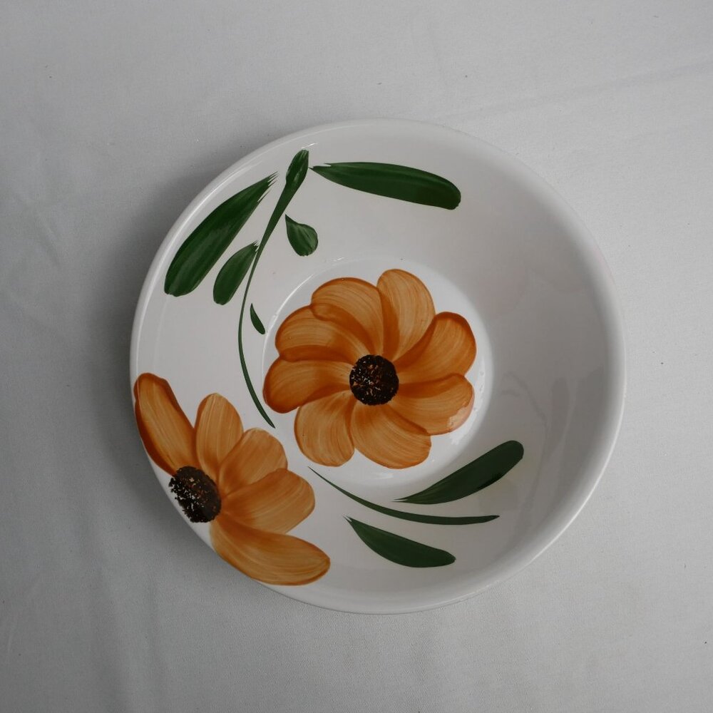 Set Of 3 Souritsu Akechi Japanese Hand Painted Glazed Floral & Leaves Bowls 8" - Picture 5 of 6